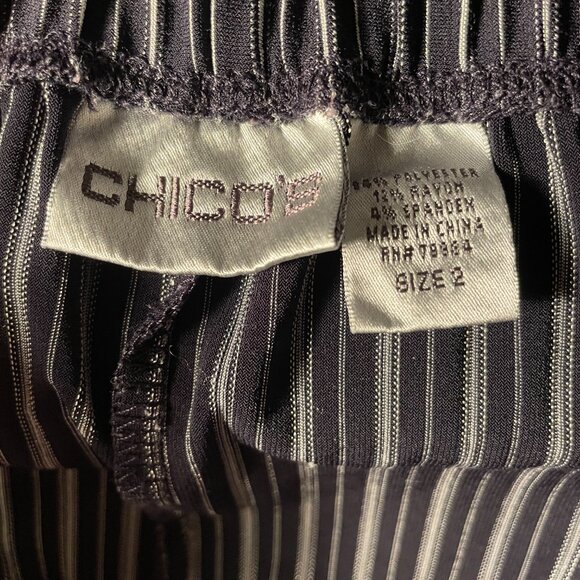 Chicos Navy and White Striped Capri Pants - Picture 2 of 2